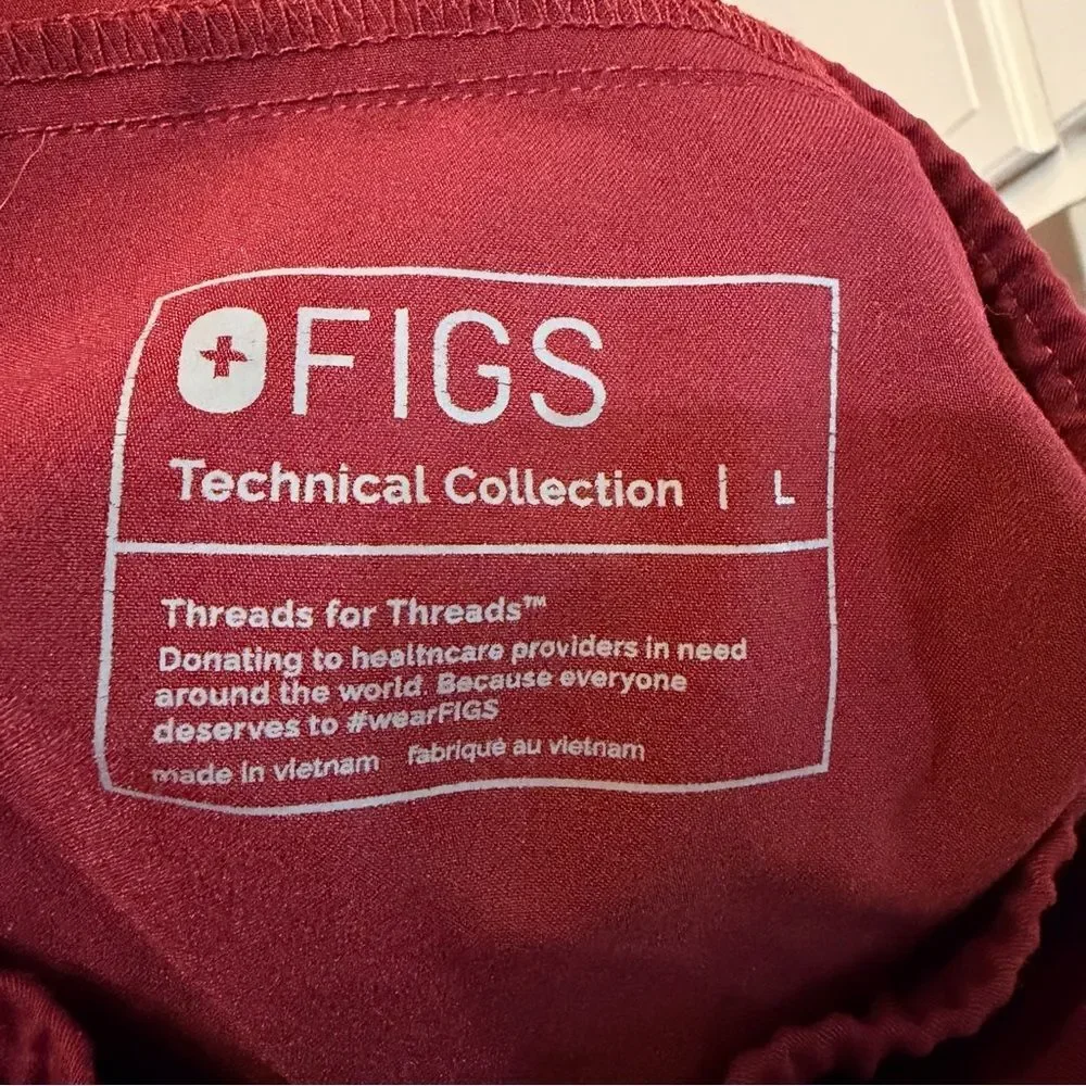 Figs Tansen Jogger Scrub Pants Mens Size Large Burgundy Dark Red